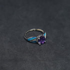 Size 7 1/4 - thin Blue Fire Opal oval Amethyst sterling silver ring