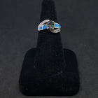 Size 9 - Blue Fire Opal micro CZ Mystic Amethyst Oval shape sterling silver ring