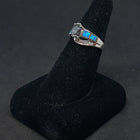 Size 9 - Blue Fire Opal micro CZ Mystic Amethyst Oval shape sterling silver ring