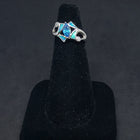Size 6 1/4 - Blue Fire Opal micro CZ marquise-cut Topaz sterling silver ring