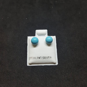 6 mm Sphere Sleeping beauty Turquoise sterling silver stud earrings