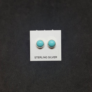 5 mm round Turquoise sterling silver stud earrings