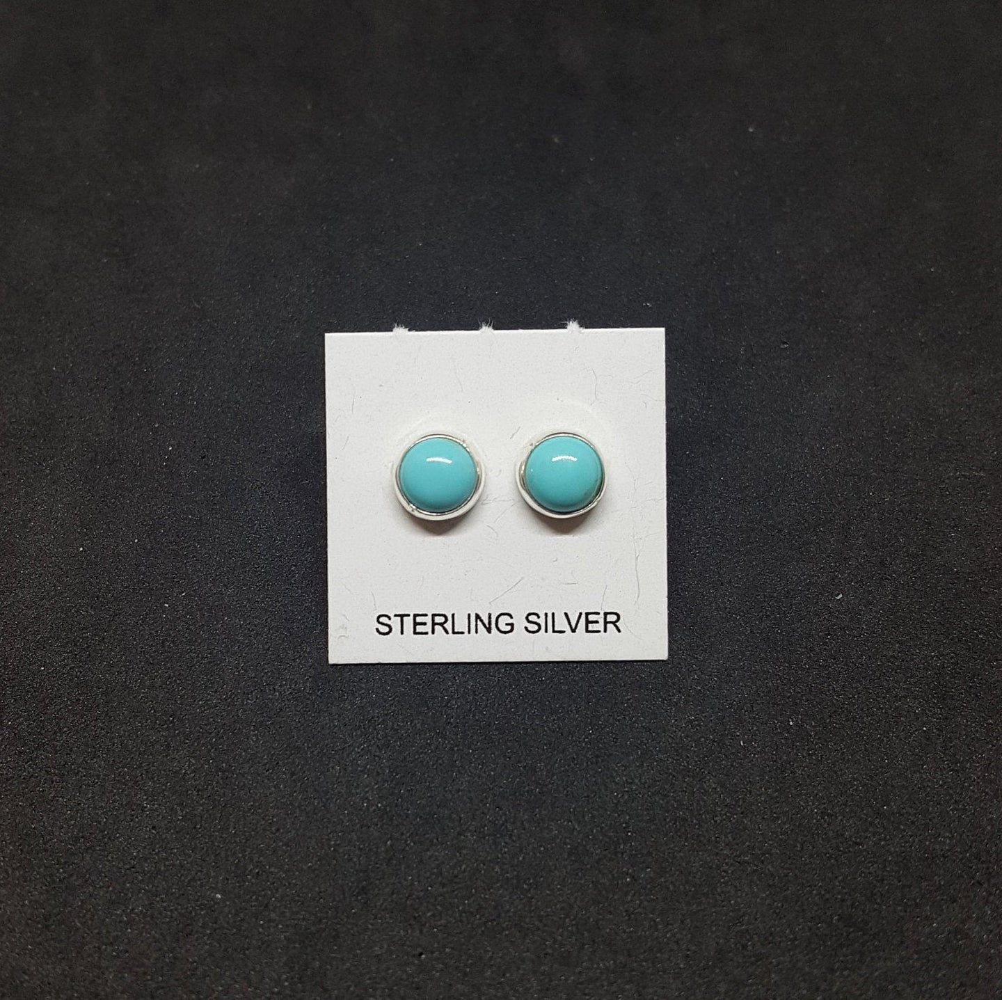 5 mm round Turquoise sterling silver stud earrings