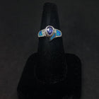 Size 9 1/4 - Blue Fire Opal micro CZ pear-cut Tanzanite sterling silver ring