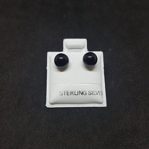 6 mm Sphere Black Onyx sterling silver stud earrings
