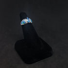 Size 6 - rectangle Blue Opal micro CZ marquise-cut Topaz sterling silver ring