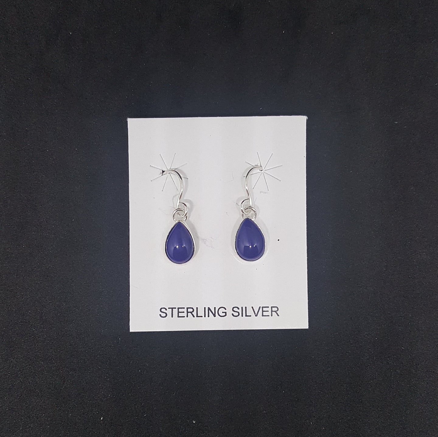 9x6mm teardrop Lapis Sterling silver dangle earrings