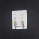 Native Feather 5 mm round Green Fire Opal sterling silver dangle earrings