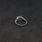 Size 7 1/4 - Small flowers Blue Fire Opal round Topaz sterling silver ring