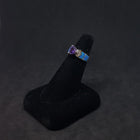 Size 6 - Belt trillion-cut Amethyst Blue opal micro CZ Sterling silver ring