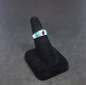 Size 8 1/4 - Arrow marquise-cut Tanzanite Blue opal micro CZ Sterling silver ring