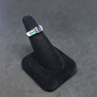 Size 6 - Simple Light rectangle Amethyst Blue opal micro CZ sterling silver ring