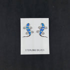 Native Lizard Reptile Blue fire Opal Sterling silver stud/post opal earrings