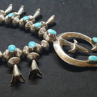 Vintage Kingman Turquoise Sterling silver Squash blossom necklace