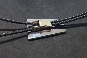 Inlay multi-stone Kingman Turquoise Black cord stainless steel Bolo tie