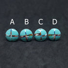 15mm round inlay multi-stone Kingman Turquoise stainless steel cuff-link