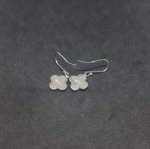 Flower shape micro CZ with flower shape Blue fire opal sterling silver dangle earrings