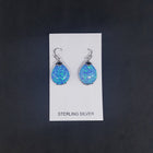 Simple Tear Blue fire Opal Sterling silver teardrop shape dangle/drop opal earrings