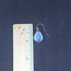Simple Tear Blue fire Opal Sterling silver teardrop shape dangle/drop opal earrings