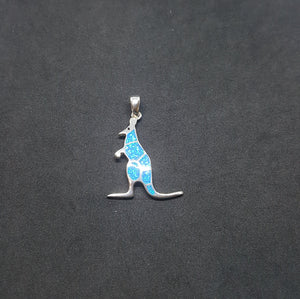 Kangaroo Blue Fire Opal Sterling Silver Opal Pendant