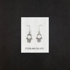 5 mm round White Fire Opal hand shape sterling silver dangle earrings