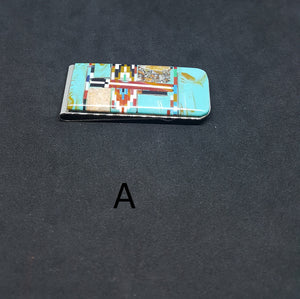 Turquoise inlay MONEY CLIP - 3/4 inches wide