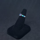 Size 6 3/4 - rectangle-cut Blue Fire Opal round Tanzanite sterling silver ring