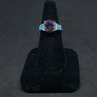 Size 8 3/4 - Blue Fire Opal Mystic Amethyst diamond shape sterling silver ring