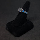 Size 8 3/4 - Blue Fire Opal Mystic Amethyst diamond shape sterling silver ring