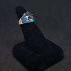 Size 7 - Flying Stones Blue Fire Opal Mystic Amethyst teardrop sterling silver ring