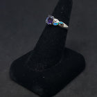 Size 8 1/4 - Twisted design Blue Fire Opal micro CZ oval Amethyst sterling silver ring