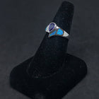 Size 9 1/4 - Blue Fire Opal micro CZ pear-cut Tanzanite sterling silver ring