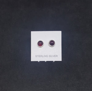 5 mm round Garnet sterling silver stud earrings