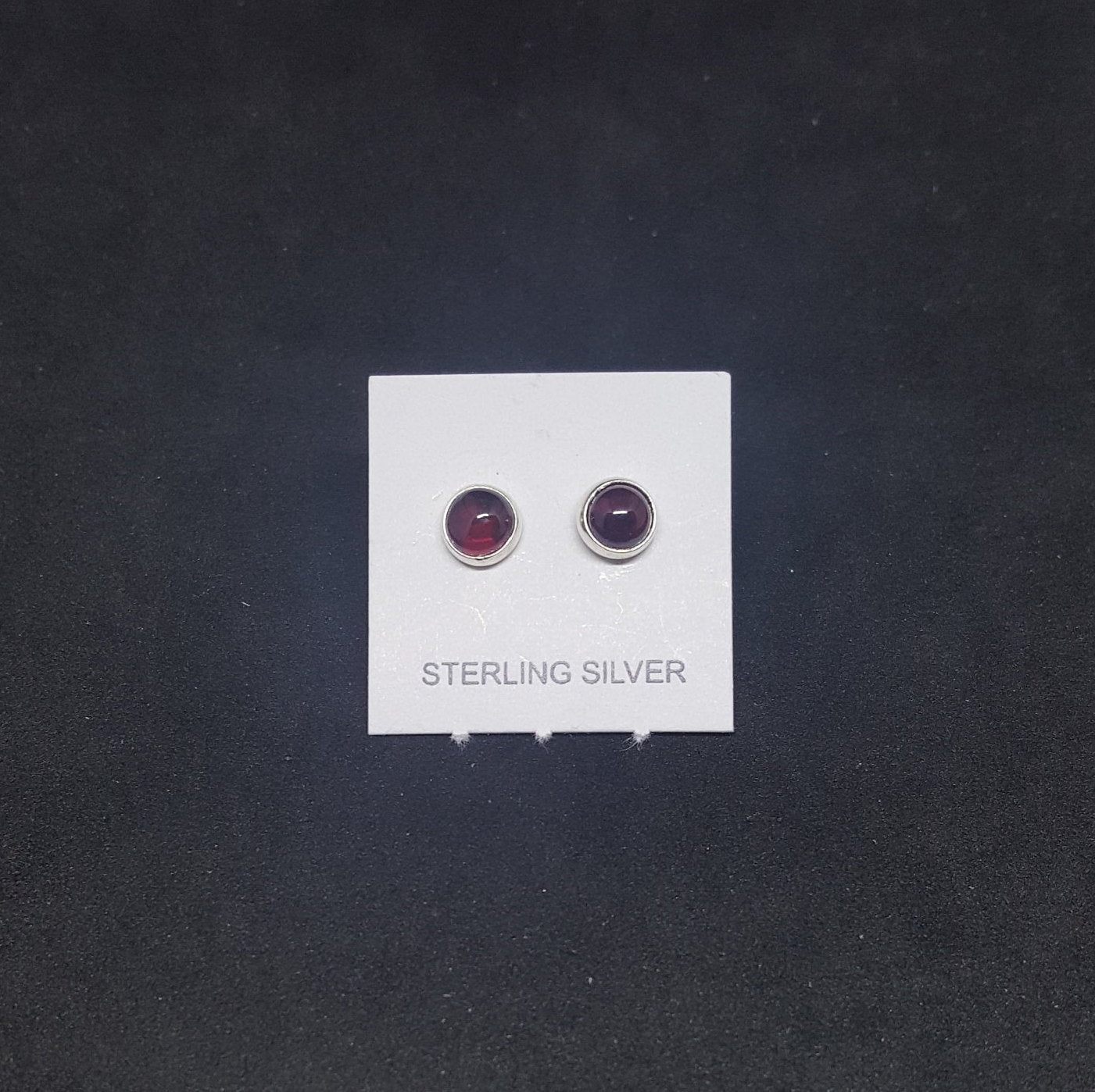 5 mm round Garnet sterling silver stud earrings