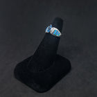 Size 6 - rectangle Blue Opal micro CZ marquise-cut Topaz sterling silver ring