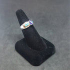 Size 8 - Band oval Tanzanite Blue opal micro CZ Sterling silver ring