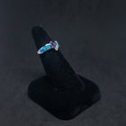 Size 7 - Arrow trillion-cut Tanzanite Blue opal micro CZ Sterling silver ring