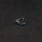 Size 7 - Arrow trillion-cut Tanzanite Blue opal micro CZ Sterling silver ring