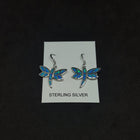 Native Butterfly Blue opal Sterling silver small dangle/drop opal earrings