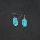 Symmetry Blue fire Opal large piece Sterling silver dangle/drop opal earrings