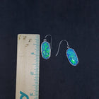 Symmetry Blue fire Opal large piece Sterling silver dangle/drop opal earrings