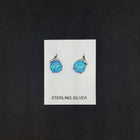 Perfect Round Blue fire Opal micro CZ Sterling silver stud/post opal earrings