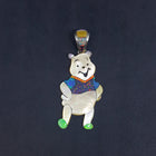Large Smiley bear inlay mother of pearl opal Sterling silver pendant