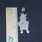 Large Smiley bear inlay mother of pearl opal Sterling silver pendant