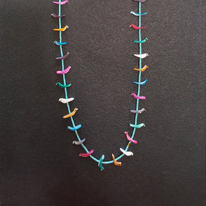 Single strands turquoise bird heshi sterling silver necklace