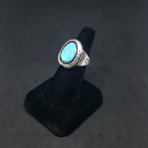 size 9 VINTAGE Navajo Mountain Turquoise Big Teardrop sterling silver ring