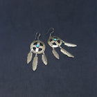 Vintage navajo feather basket sleeping beauty turquoise sterling silver dangle earrings