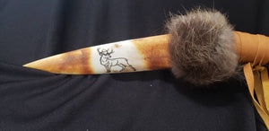 Deer Antler knife wrap in leather