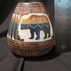 Horse hair pottery bear design hand made