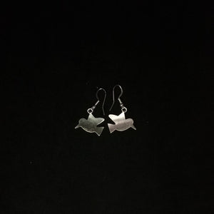 Bird with Symbol sterling silver jewelry dangle earrings